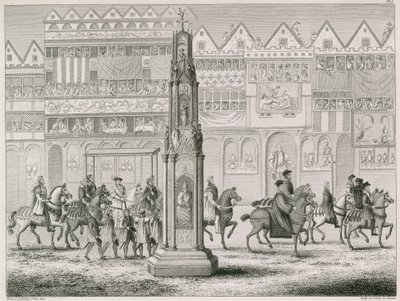 Cheapside Cross, zoals het verscheen in het jaar 1547 door English School