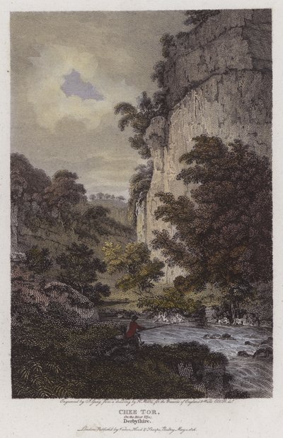 Chee Tor, aan de rivier de Wye, Derbyshire door English School