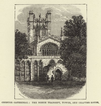 Chester Kathedraal, het Noordelijke Transept, Toren, en Kapittelhuis door English School