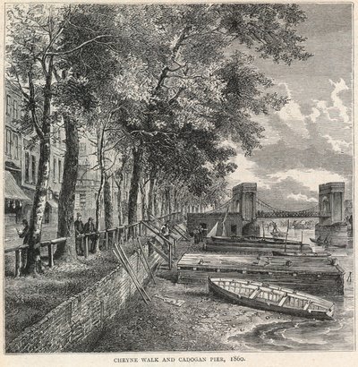 Cheyne Walk en Cadogan Pier, 1860 door English School