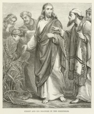 Christus en zijn discipelen in de korenvelden door English School