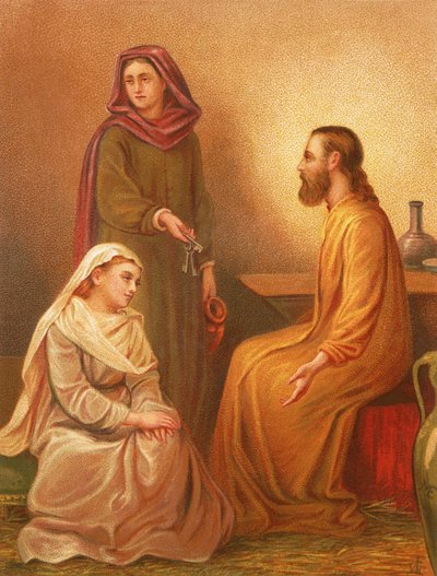 Christus in het huis van Martha en Maria door English School