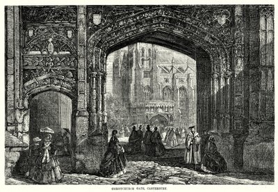 Christchurch Gate, Canterbury (gravure) door English School