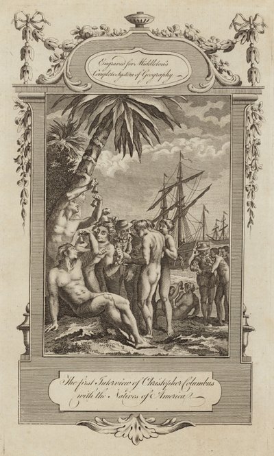 Christoffel Columbus met de inboorlingen door English School
