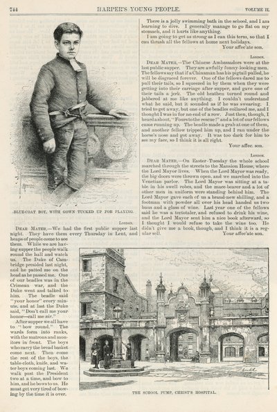 Christs Hospital en een portret van een leerling door English School