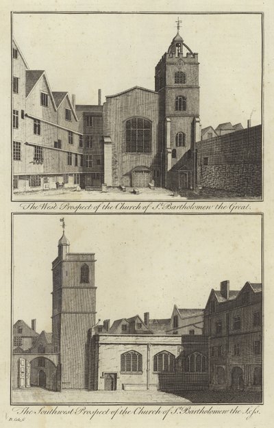 Kerk van St. Bartholomew the Great en kerk van St. Bartholomew the Less, Londen door English School
