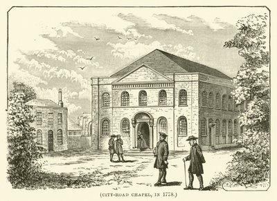 City-Road Kapel, in 1778 (gravure) door English School