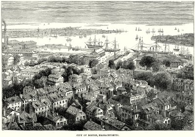 Stad Boston, Massachusetts (gravure) door English School