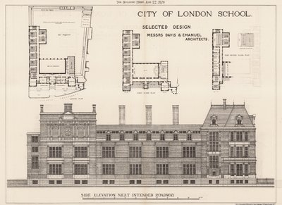 City of London School; zijaanzicht door English School