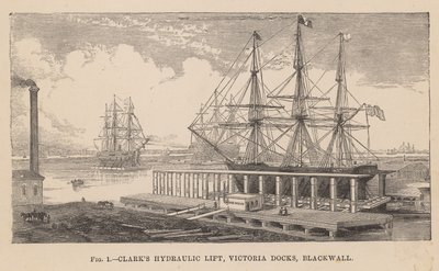 Clarks hydraulische lift, Victoria Docks, Blackwall door English School