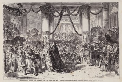 Sluitingsscène van Act I van Karl Goldmarks opera Die Königin von Saba, uitgevoerd in het Leipziger Stadttheater, Duitsland door English School
