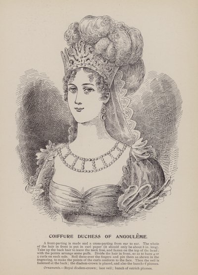Coiffure hertogin van Angouleme (gravure) door English School