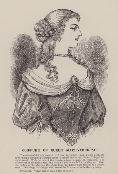 Kapsel van koningin Marie-Therese (gravure) door English School