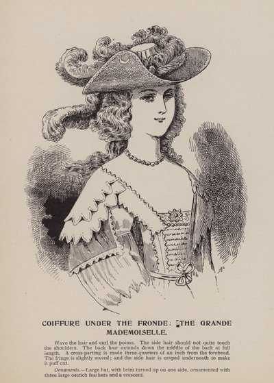 Coiffure onder de Fronde, de Grande Mademoiselle (gravure) door English School