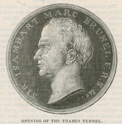 Munt uitgegeven bij de opening van de Thames Tunnel door English School