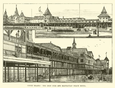 Coney Island, de IJzeren Pier en Manhattan Beach Hotel door English School