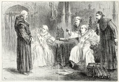 Conferentie tussen Thorpe en Arundel, illustratie uit The History of Protestantism door James Aitken Wylie (1808-1890), gepubliceerd 1878 door English School