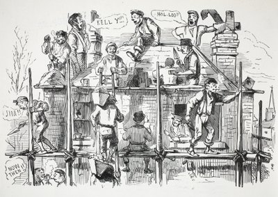 Bouwvakkers, illustratie uit Punch door English School