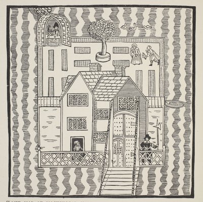 Kopie van de kaart van Mockbeggar Hall, met zijn ligging in het uitgestrekte land genaamd ergens, c.1633, uit de ballade van Roxborough door English School