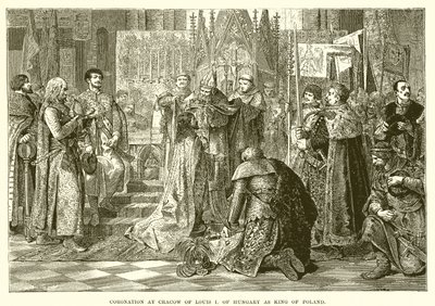 Kroning in Krakau van Lodewijk I van Hongarije als koning van Polen door English School