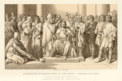 Kroning van Harold Koning van de Angelsaksen door English School