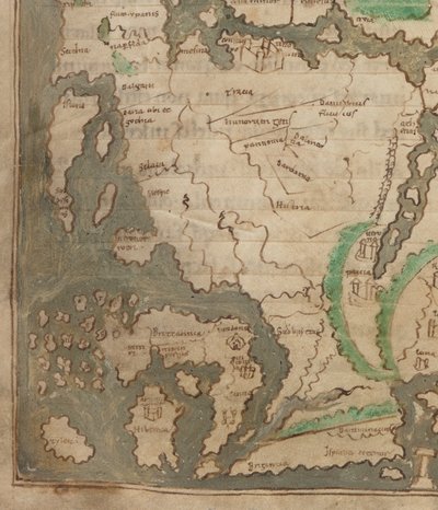 De Tiberiuskaart, Mappa Mundi, (detail) door English School