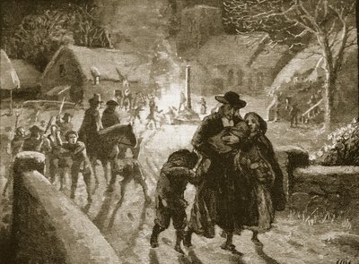 Covenanters verdrijven een episcopaalse geestelijke, illustratie uit Cassells Illustrated History of England door English School