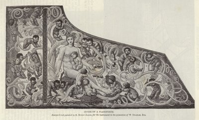 Deksel van een pianoforte ontworpen en geschilderd door Edward Burne-Jones door English School