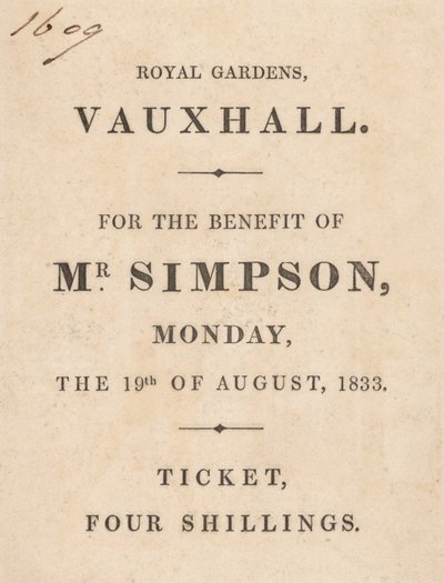 Omslag van een programma voor een benefiet ter nagedachtenis aan Mr. C H Simpson door English School