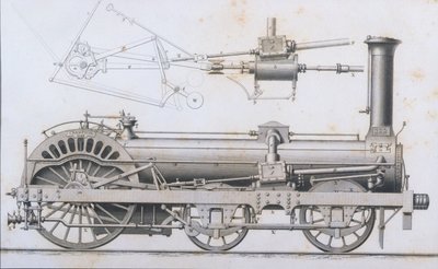 Cramptons spoorweg locomotief stoommachine uit Cyclopaedia of Useful Arts & Manufactures, bewerkt door Charles Tomlinson, ca. 1880s door English School