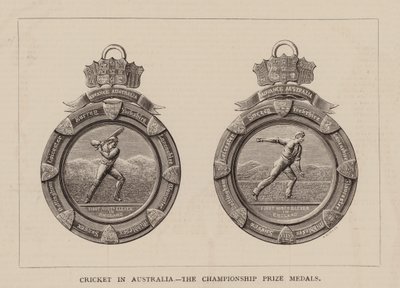 Cricket in Australië, De kampioenschapsprijsmedailles (gravure) door English School