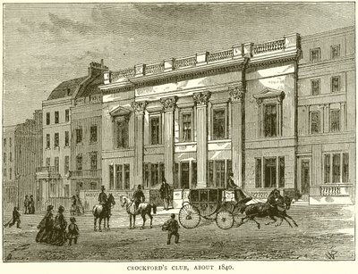 Crockfords Club, rond 1840 door English School