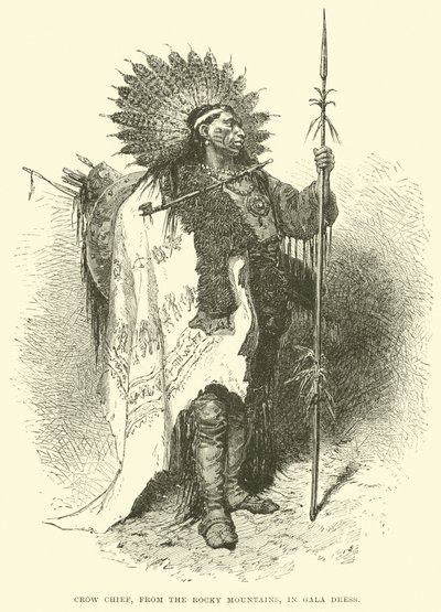 Crow Hoofdman, van de Rocky Mountains, in galakleding door English School