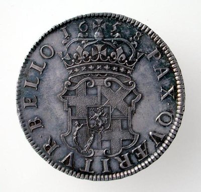 Kroon van Oliver Cromwell, Londen Munt, 1658 (achterzijde) door English School