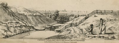 Croydon Canal uitzicht vanaf de sluizen boven Deptford door English School