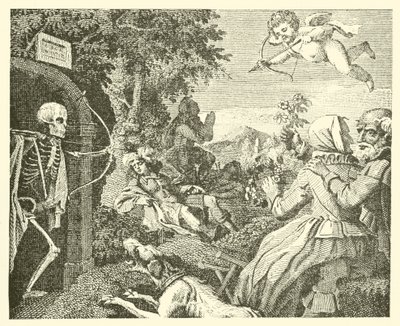 Cupido en de dood (gravure) door English School