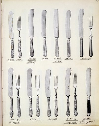 Bestekontwerpen, uit een handelscatalogus van huishoudelijke goederen en fittingen, c.1890-1910 door English School