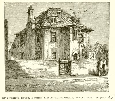 Huis van Tsaar Peter, Hughes Fields, Rotherhithe, gesloopt in juli 1858 door English School