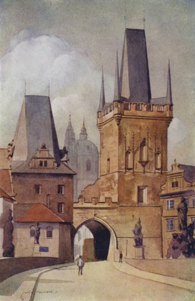 Tsjechoslowakije: Praag, Karelsbrug door English School