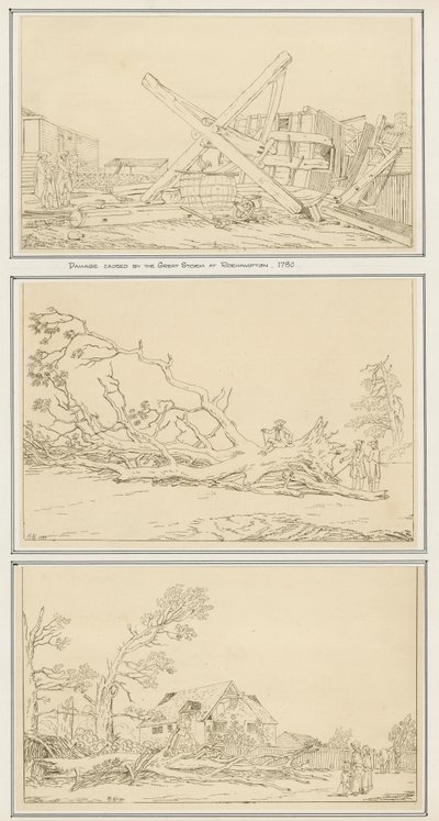 Schade veroorzaakt door de Grote Storm in Roehampton, 1780 door English School