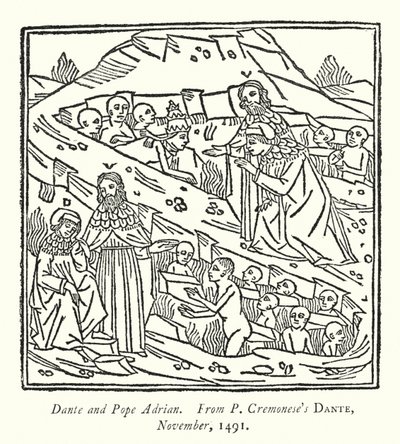 Dante en paus Adrianus, uit P Cremonese