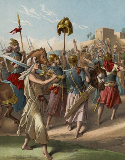 David keert terug van de slachting van de Filistijn door English School