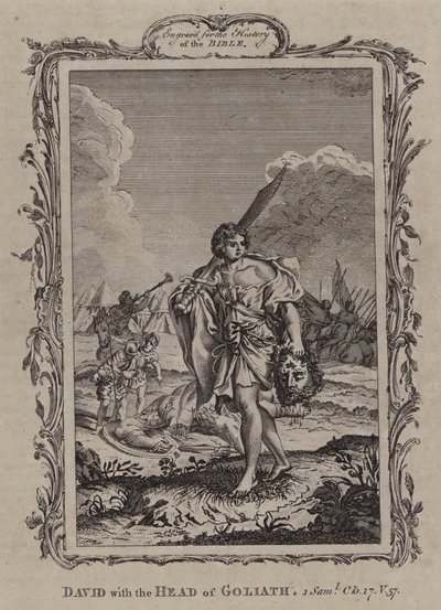 David met het hoofd van Goliath (gravure) door English School