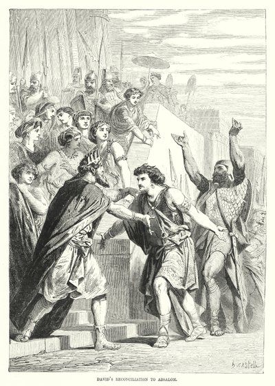 Davids verzoening met Absalom (gravure) door English School