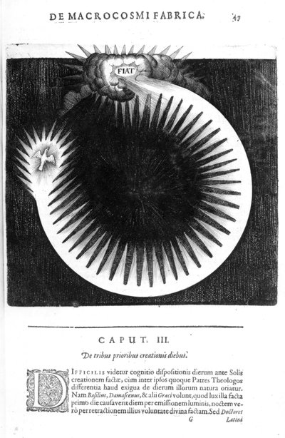 De tribus prioribus creationis diebus, uit Robert Fludds Utriusque Cosmi Historia, 1617-19 door English School