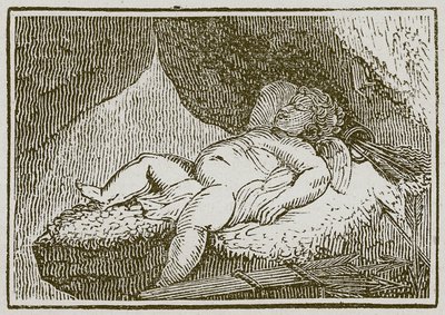 Dood en Cupido (gravure) door English School