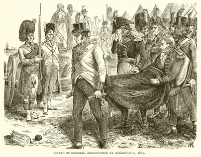 Dood van Generaal Abercrombie in Alexandrië, 1801 door English School
