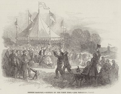Deeside Railway, het eerste graszoden snijden door English School