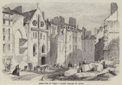 Afbraak van Parijs, Oud college van Cluny (gravure) door English School