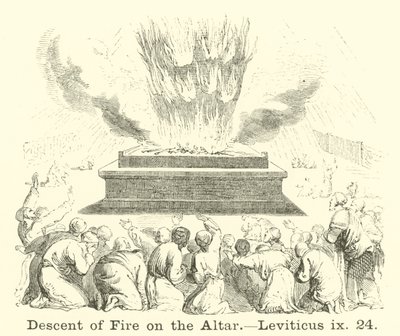 Neerdaling van vuur op het altaar, Leviticus, ix, 24 door English School